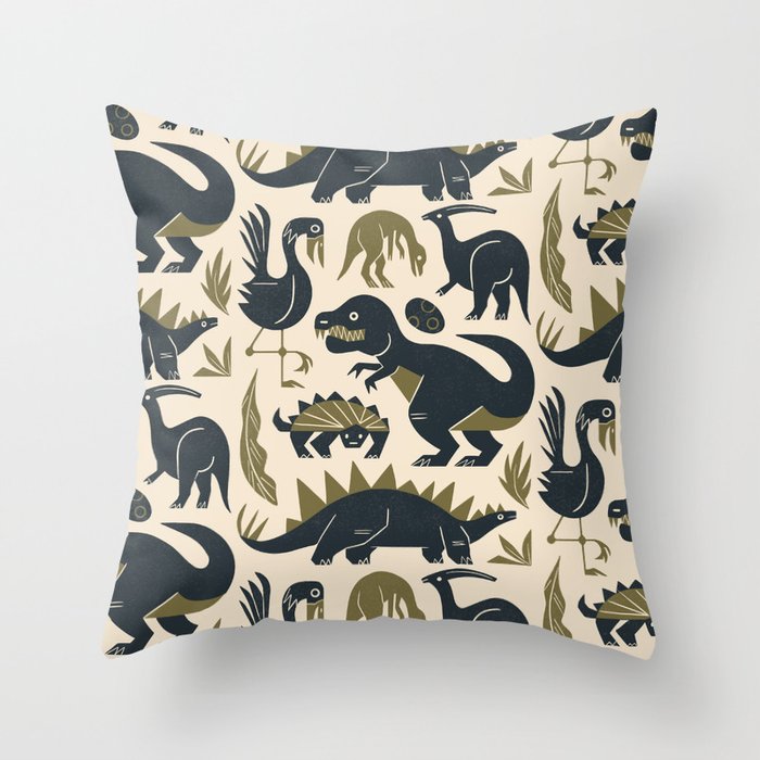 Jurassic Friends Throw Pillow Gallery Image 1