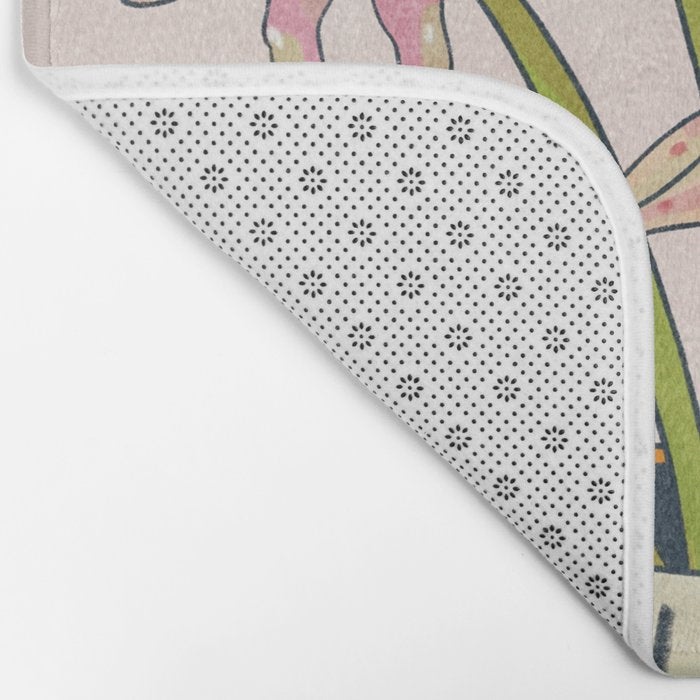 Italian Orchid Cute Botanical Illustration Bath Mat Gallery Image 2