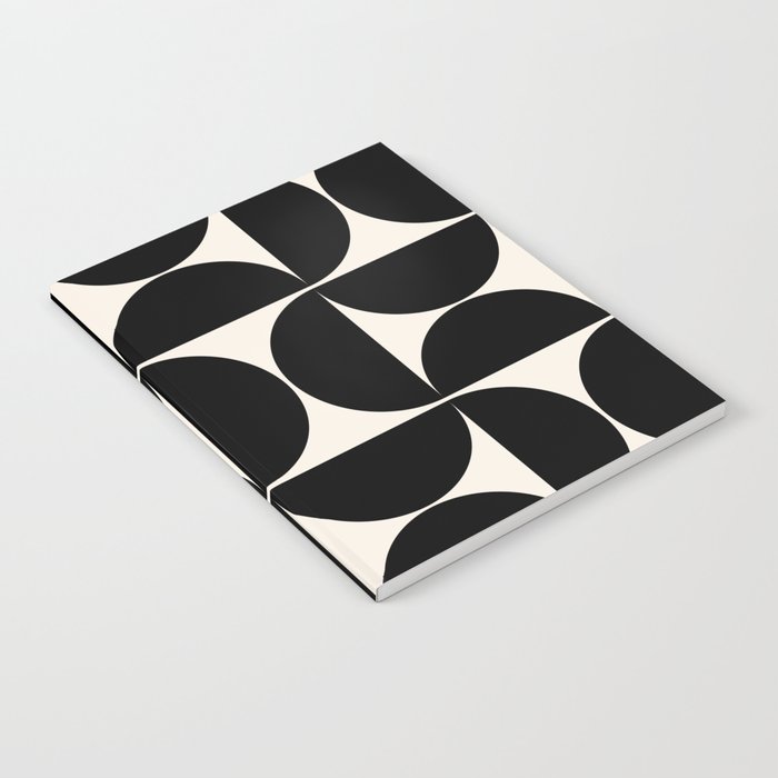 Mid Century Modern Abstract Pattern Black And Cream White Notebook Gallery Image 1