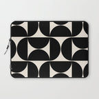 Mid Century Modern Abstract Pattern Black And Cream White Laptop Sleeve Gallery Image 1