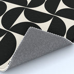 Mid Century Modern Abstract Pattern Black And Cream White Rug Gallery Image 4