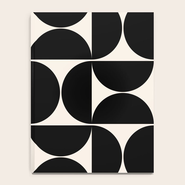 Mid Century Modern Abstract Pattern Black And Cream White Notebook Gallery Image 4