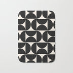 Mid Century Modern Abstract Pattern Black And Cream White Bath Mat Gallery Image 1