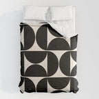 Mid Century Modern Abstract Pattern Black And Cream White Comforter Gallery Image 6