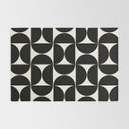 Mid Century Modern Abstract Pattern Black And Cream White Rug Gallery Image 2