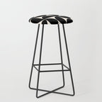 Mid Century Modern Abstract Pattern Black And Cream White Stool Gallery Image 1