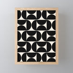 Mid Century Modern Abstract Pattern Black And Cream White Mini Art Print Gallery Image 1