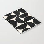 Mid Century Modern Abstract Pattern Black And Cream White Notebook Gallery Image 2