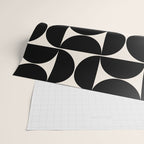 Mid Century Modern Abstract Pattern Black And Cream White Wrapping Paper Gallery Image 2