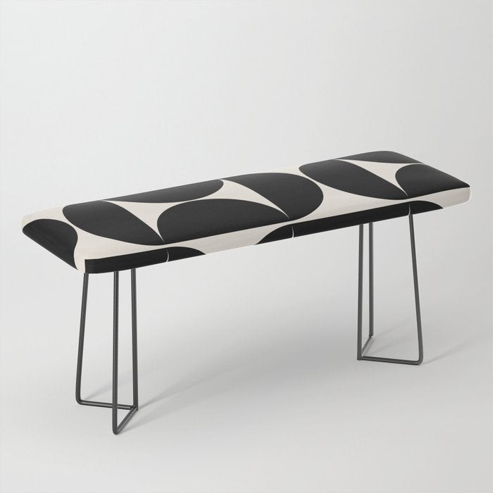 Mid Century Modern Abstract Pattern Black And Cream White Bench Gallery Image 1