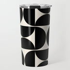 Mid Century Modern Abstract Pattern Black And Cream White Travel Mug Gallery Image 1