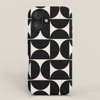 Mid Century Modern Abstract Pattern Black And Cream White iPhone Case Gallery Image 1