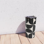 Mid Century Modern Abstract Pattern Black And Cream White Travel Mug Gallery Image 4
