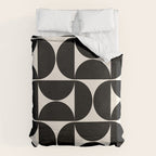 Mid Century Modern Abstract Pattern Black And Cream White Duvet Cover Gallery Image 6