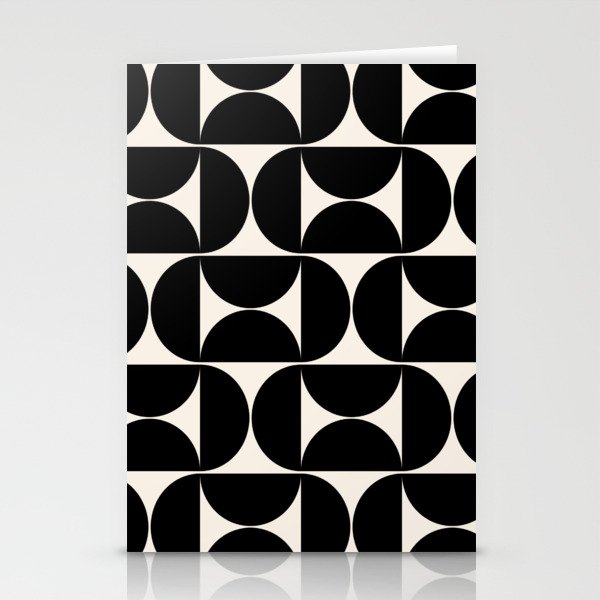 Mid Century Modern Abstract Pattern Black And Cream White Stationery Card Gallery Image 2