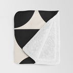 Mid Century Modern Abstract Pattern Black And Cream White Throw Blanket Gallery Image 3