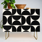 Mid Century Modern Abstract Pattern Black And Cream White Credenza Gallery Image 1
