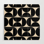 Mid Century Modern Abstract Pattern Black And Cream White Wood Wall Art Gallery Image 1