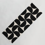 Mid Century Modern Abstract Pattern Black And Cream White Yoga Mat Gallery Image 1