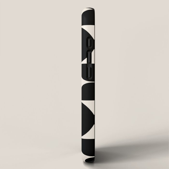 Mid Century Modern Abstract Pattern Black And Cream White iPhone Case Gallery Image 2