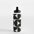 Mid Century Modern Abstract Pattern Black And Cream White Water Bottle Gallery Image 2