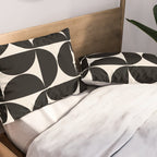 Mid Century Modern Abstract Pattern Black And Cream White Pillow Sham Gallery Image 2