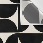 Mid Century Modern Abstract Pattern Black And Cream White Wall Tapestry Gallery Image 3