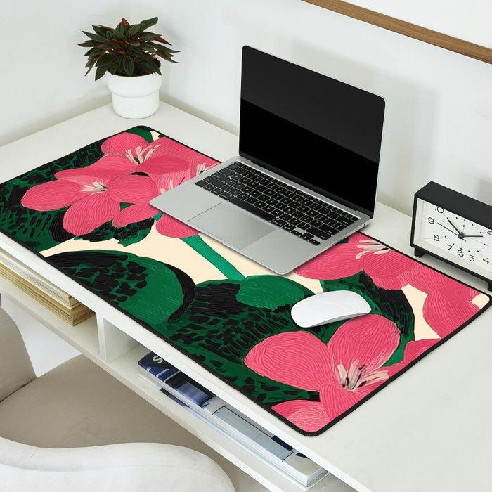 Azalea Blossoms with Jade Leaves Desk Mat Gallery Image 2