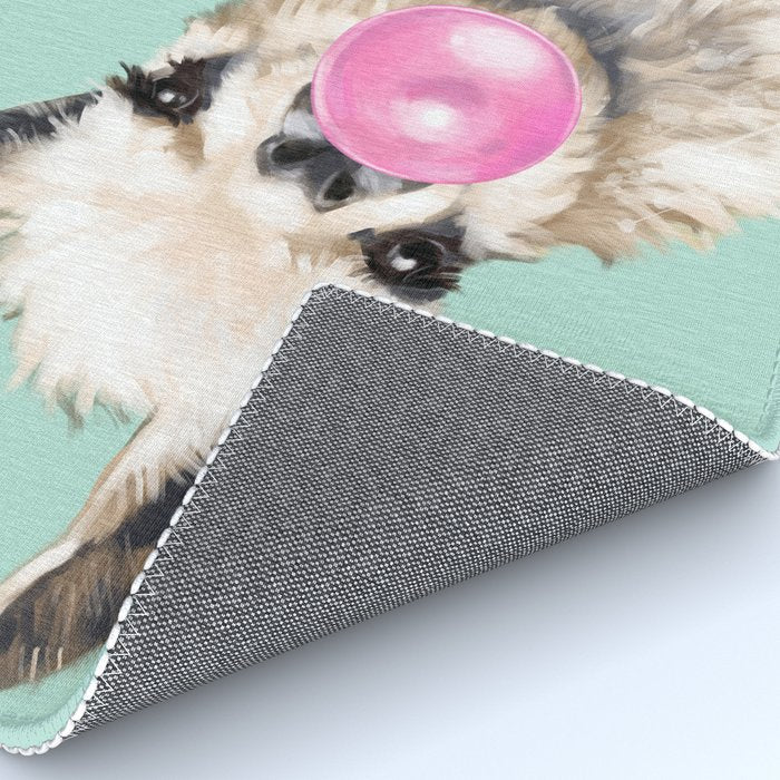 Bubble Gum Sneaky Llama in Green Rug Gallery Image 4