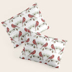 Christmas Red Cardinal Bird and Pine Watercolor Pillow Sham Gallery Image 3