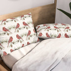 Christmas Red Cardinal Bird and Pine Watercolor Pillow Sham Gallery Image 2