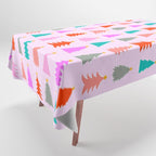 Christmas Tree Pattern on Pink Tablecloth Gallery Image 1