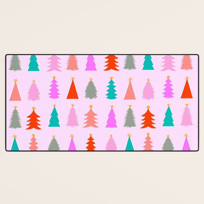 Christmas Tree Pattern on Pink Desk Mat Gallery Image 3