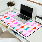 Christmas Tree Pattern on Pink Desk Mat Gallery Image 2