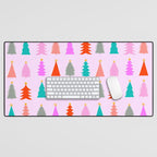 Christmas Tree Pattern on Pink Desk Mat Gallery Image 1