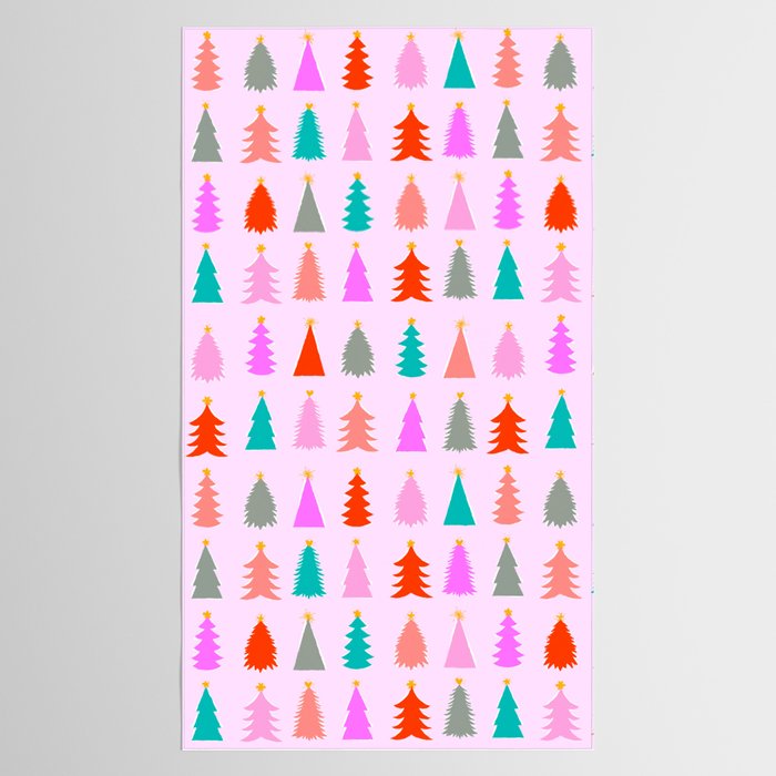 Christmas Tree Pattern on Pink Tablecloth Gallery Image 2