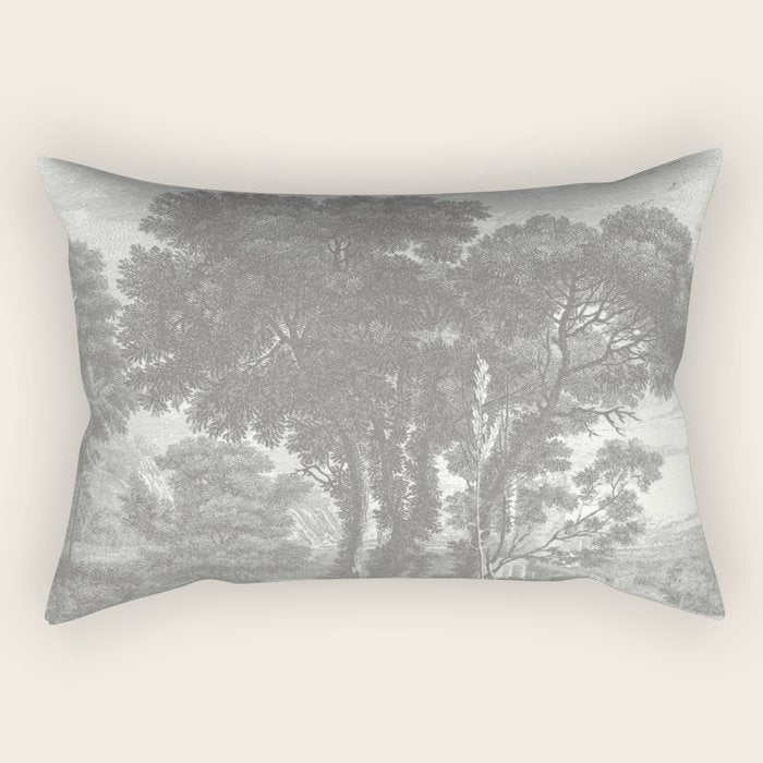 Beaux Arbres (Beautiful Trees), Warm Gray on Vanilla Snow Rectangular Pillow
