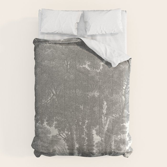 Beaux Arbres (Beautiful Trees), Warm Gray on Vanilla Snow Comforter Gallery Image 6