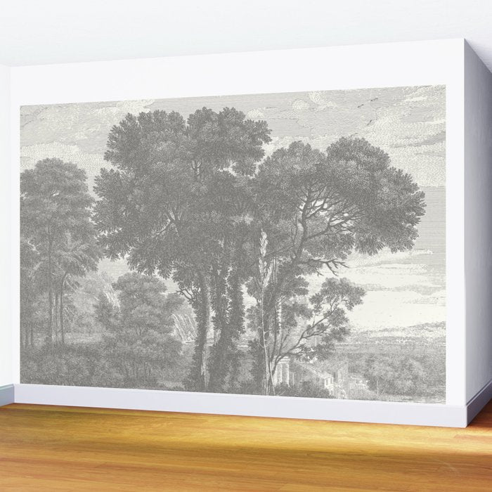 Beaux Arbres (Beautiful Trees), Warm Gray on Vanilla Snow Wall Mural Gallery Image 2
