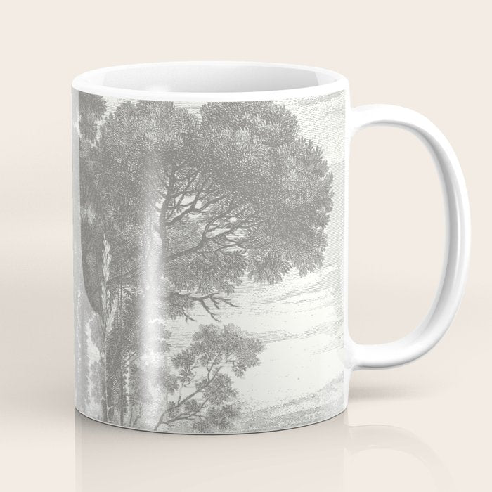 Beaux Arbres (Beautiful Trees), Warm Gray on Vanilla Snow Coffee Mug Gallery Image 1