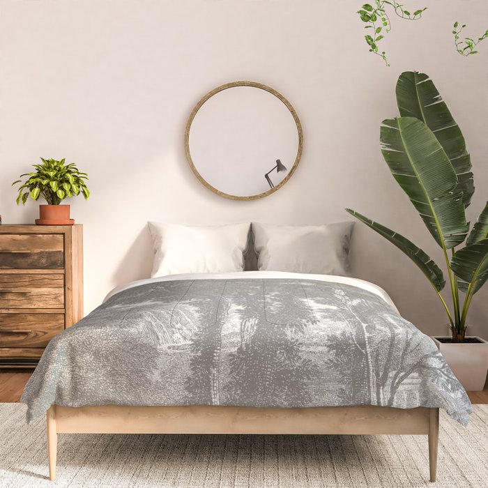 Beaux Arbres (Beautiful Trees), Warm Gray on Vanilla Snow Comforter Gallery Image 3