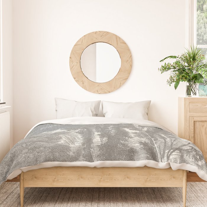Beaux Arbres (Beautiful Trees), Warm Gray on Vanilla Snow Duvet Cover Gallery Image 3