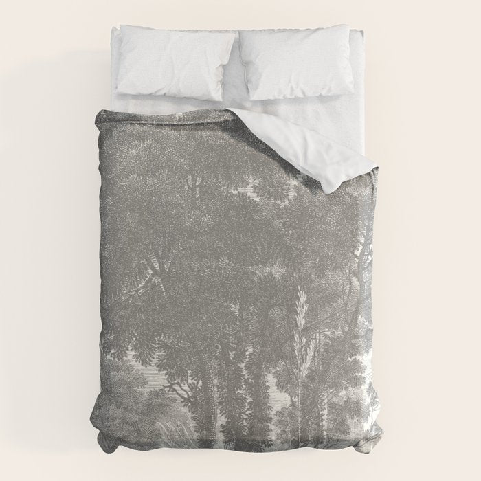 Beaux Arbres (Beautiful Trees), Warm Gray on Vanilla Snow Duvet Cover Gallery Image 6