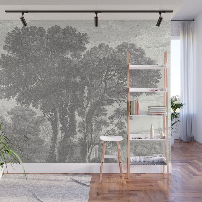 Beaux Arbres (Beautiful Trees), Warm Gray on Vanilla Snow Wall Mural Gallery Image 1