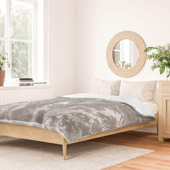 Beaux Arbres (Beautiful Trees), Warm Gray on Vanilla Snow Duvet Cover Gallery Image 2