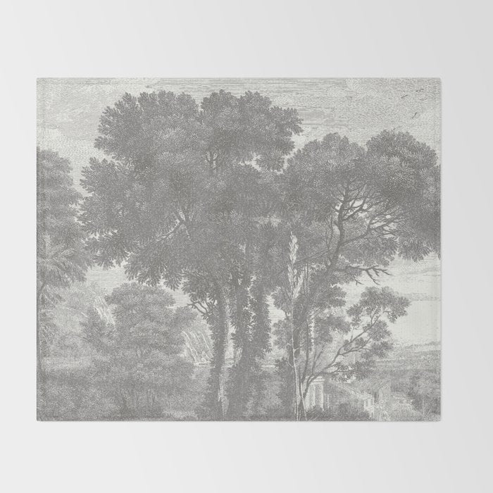 Beaux Arbres (Beautiful Trees), Warm Gray on Vanilla Snow Throw Blanket Gallery Image 2