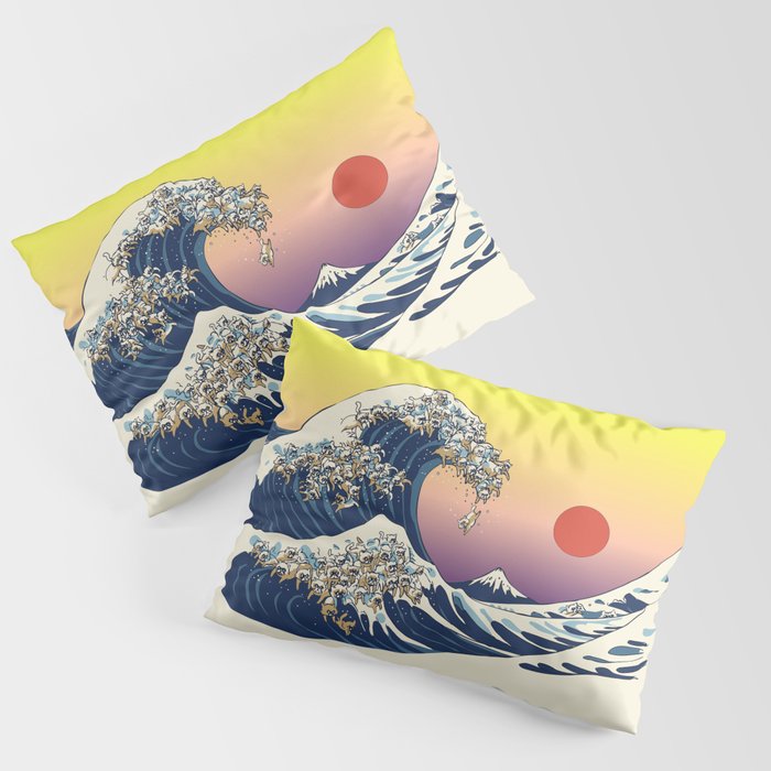 The Great Wave Of  Cat Pillow Sham Gallery Image 1