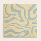 Modern Retro Liquid Swirl Abstract Pattern Light Baby Blue and Cream  Wood Wall Art Gallery Image 1