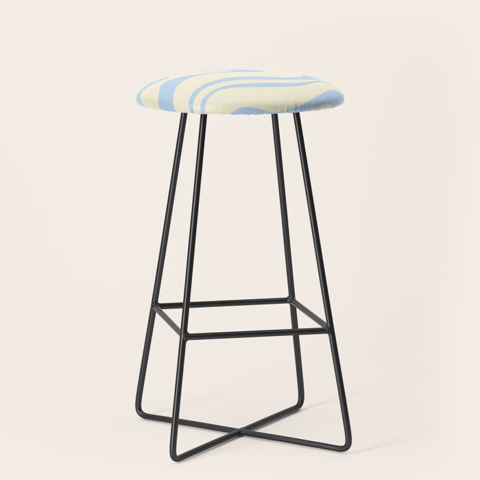 Modern Retro Liquid Swirl Abstract Pattern Light Baby Blue and Cream  Stool Gallery Image 1