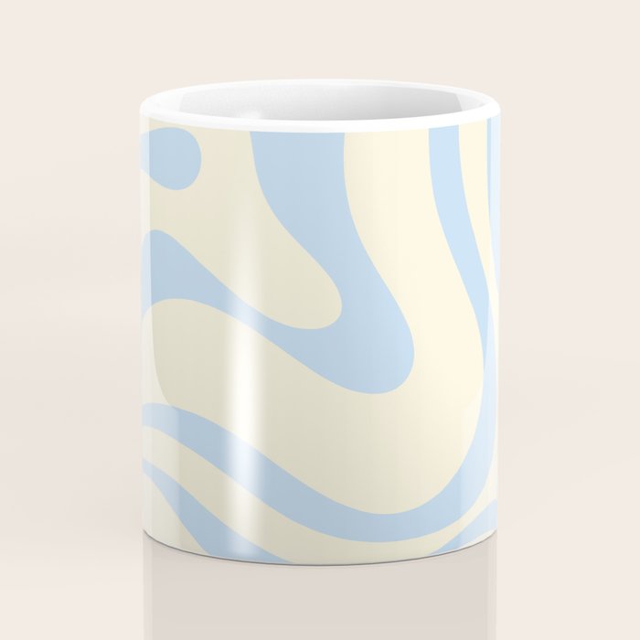 Modern Retro Liquid Swirl Abstract Pattern Light Baby Blue and Cream  Coffee Mug Gallery Image 4